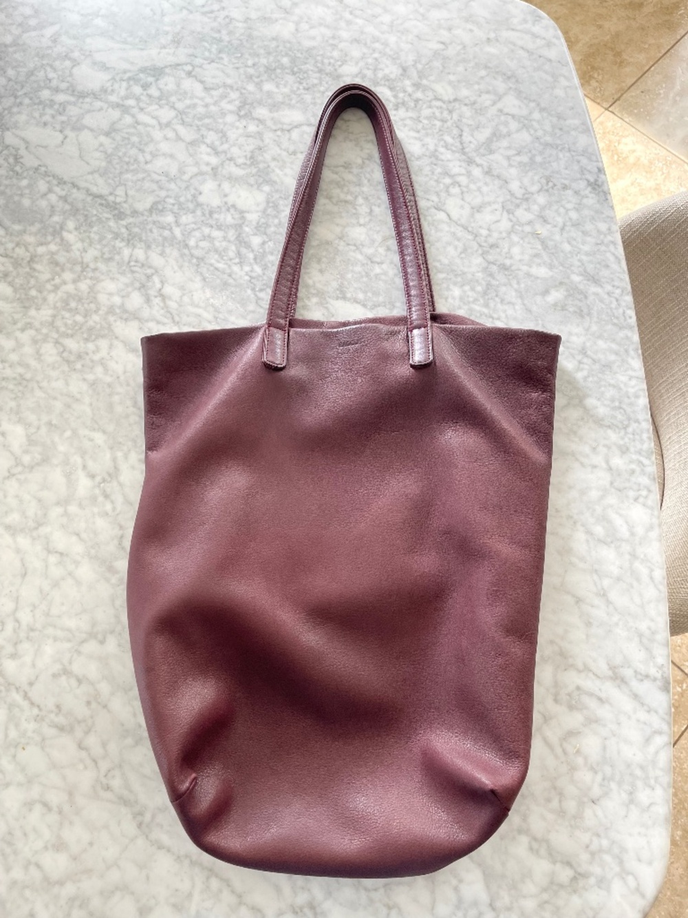 BAGGU Leather Tote in Burgundy